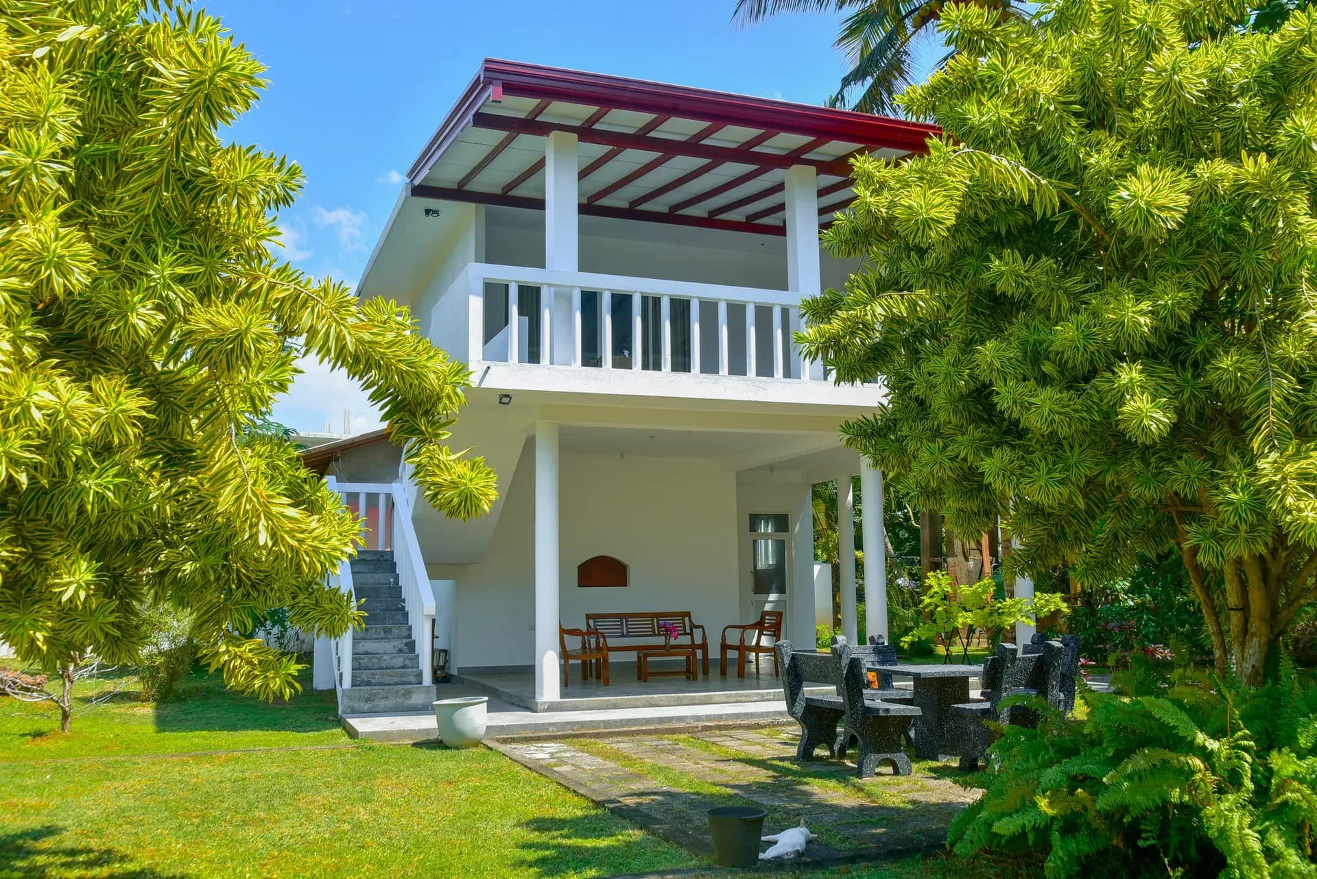 Bungalow building with greenery