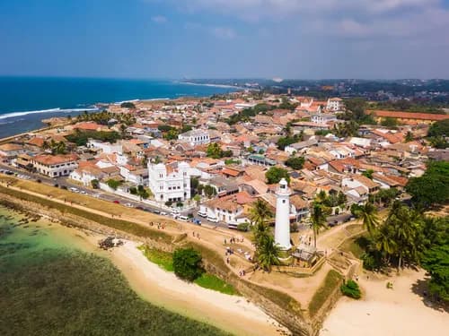 Galle Fort with colonial buildings and ocean views