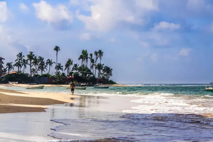 Moragalla Beach coastline with soft waves